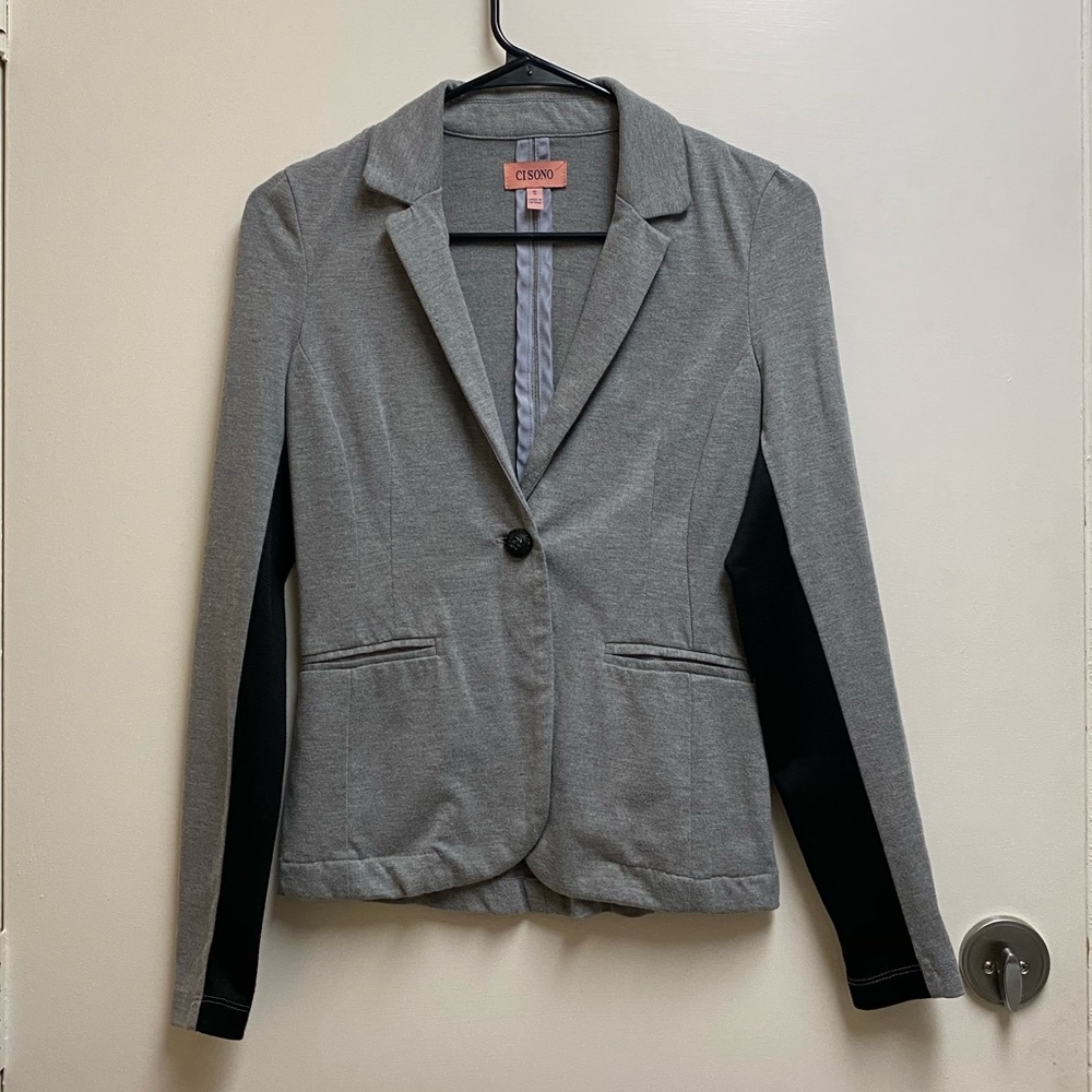 Cisono Grey Blazer with Black Accents Like New